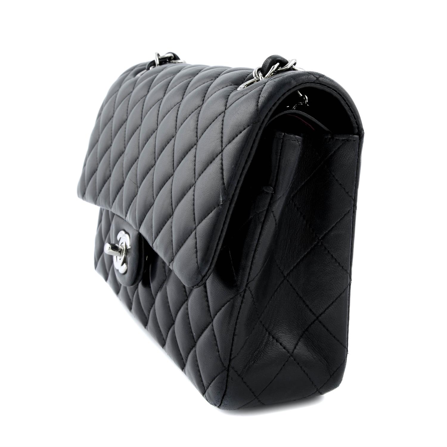 CHANEL - a black Classic Double Flap lamb skin leather handbag. - Image 2 of 4