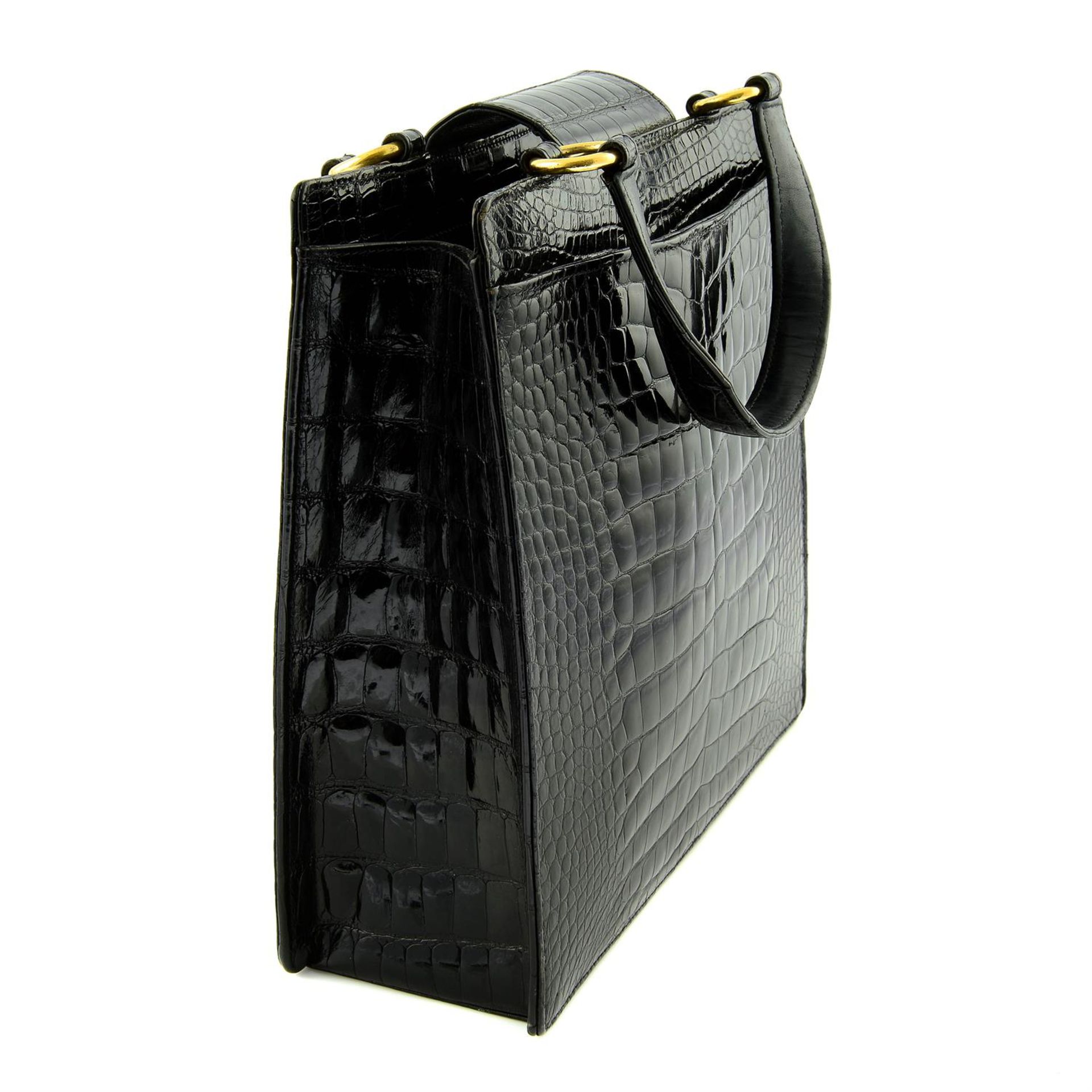 CHANEL - A black crocodile top handle handbag - Image 3 of 4