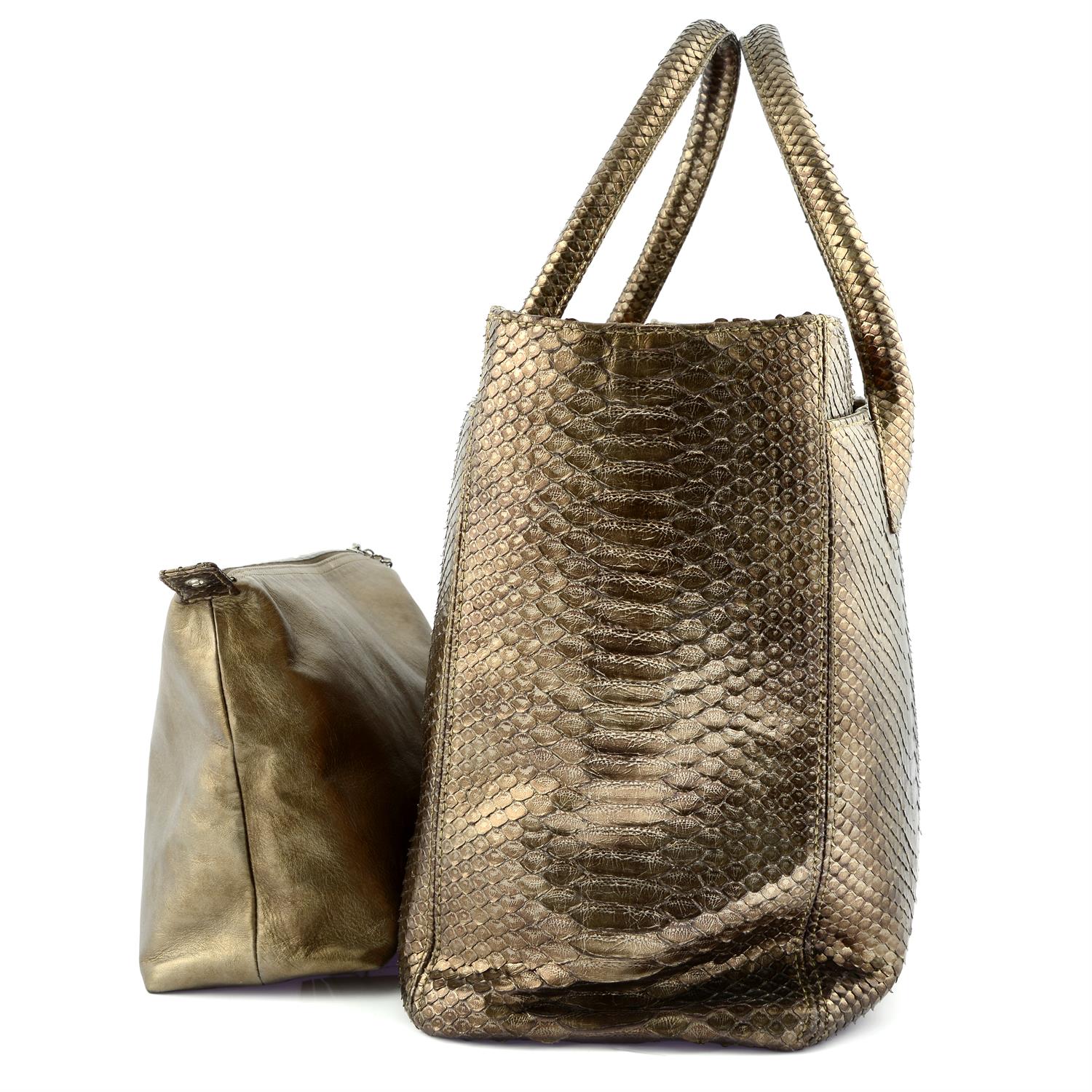 CHANEL - A bronze metallic Python handbag - Image 4 of 5