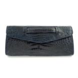 Aligator blue clutch bag