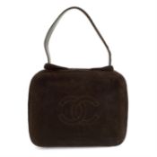 CHANEL - a brown suede box bag.