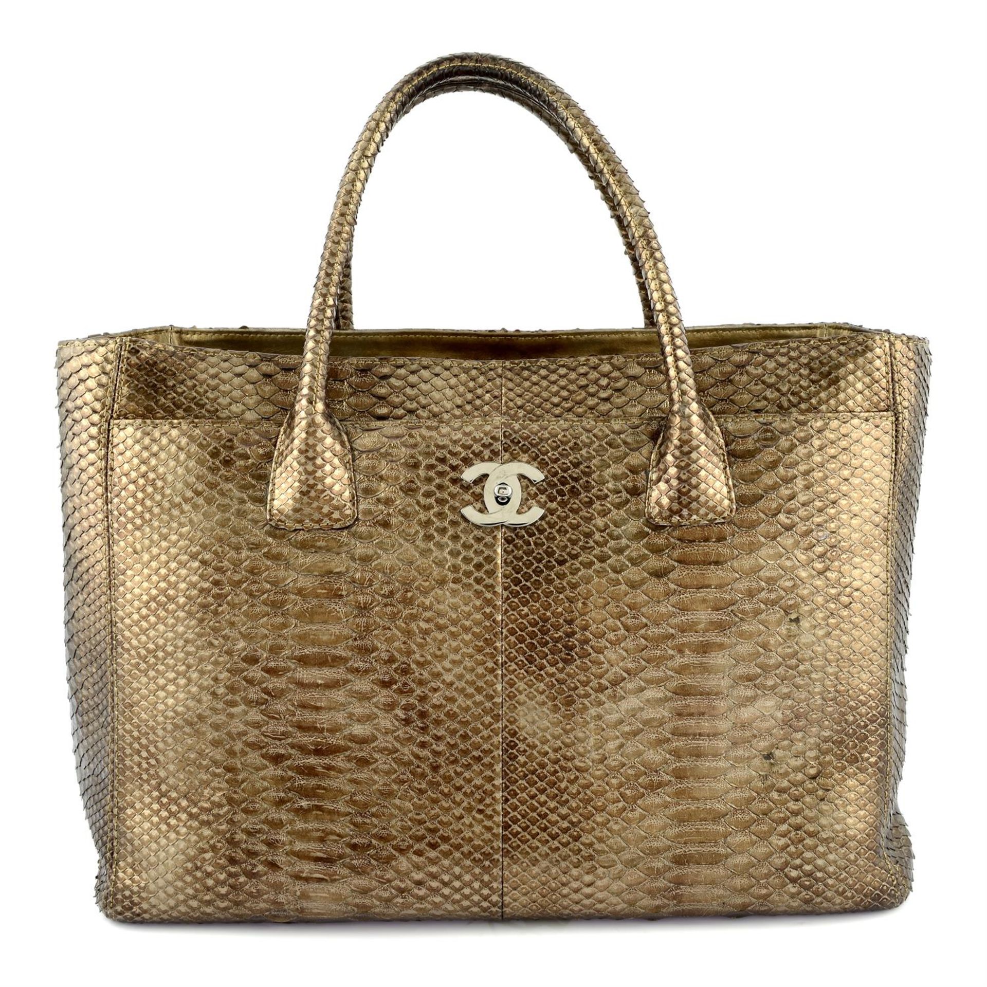 CHANEL - A bronze metallic Python handbag - Image 2 of 5