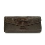 Alligator brown clutch bag