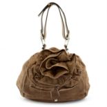 YVES SAINT LAURENT- a brown suede shoulder bag.