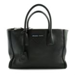 PRADA - a black leather Concept Tote handbag.