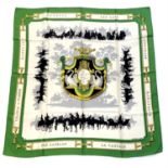 HERMÈS- a Le Bois de Boulogne Kelly green silk scarf.