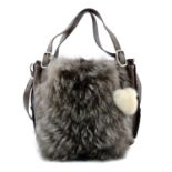 TOD'S - a faux rabbit fur Sacca Grande handbag.