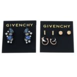 GIVENCHY- four pairs of paste earrings, one pair.
