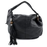 GUCCI - a black bamboo medium jungle hobo handbag.