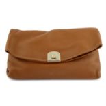 SERGIO ROSSI- a brown leather clutch bag.