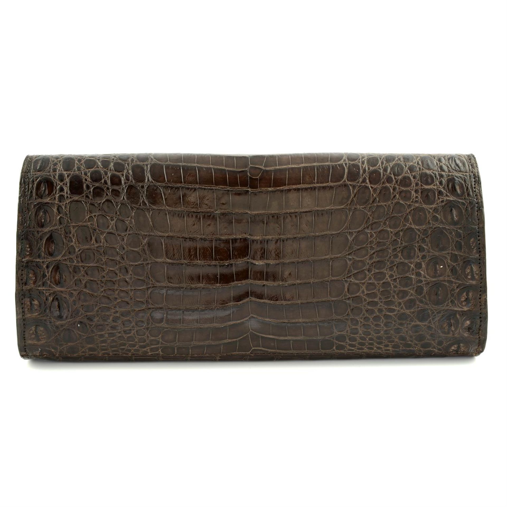 Alligator brown clutch bag - Image 2 of 3