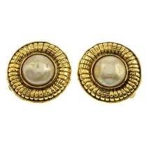 CHANEL - a pair of imitation pearl earrings.