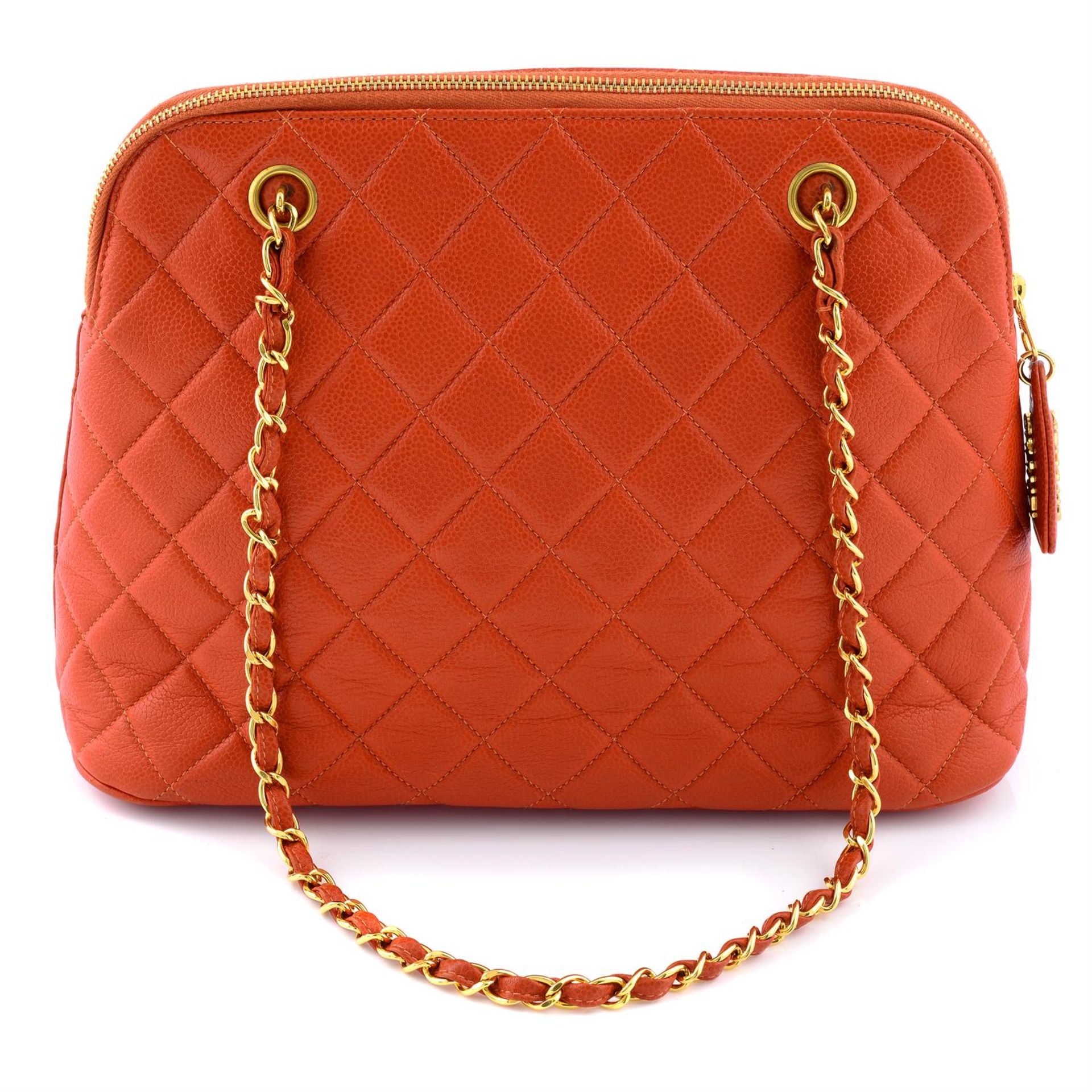 CHANEL - an orange caviar leather handbag. - Image 2 of 5