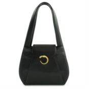 CARTIER - a black leather Panthère handbag.
