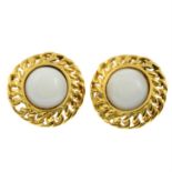 CHANEL - a pair of white paste earrings.