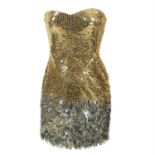VERSACE - a gold and silver sequin dress.