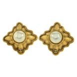 CHANEL - a pair of imitation pearl earrings.