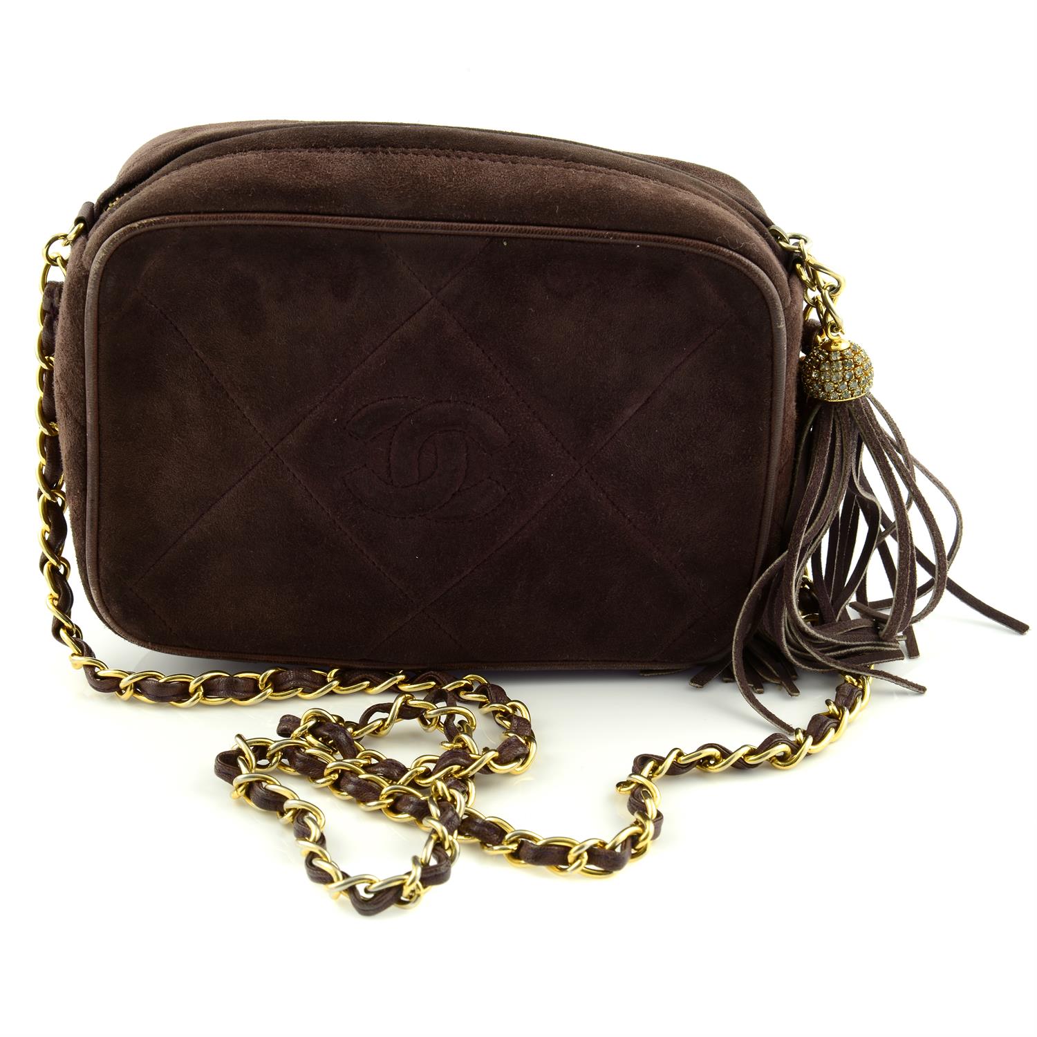 CHANEL - a vintage brown suede camera handbag. - Image 2 of 4