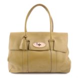 MULBERRY - a beige wrinkled patent leather Bayswater handbag.
