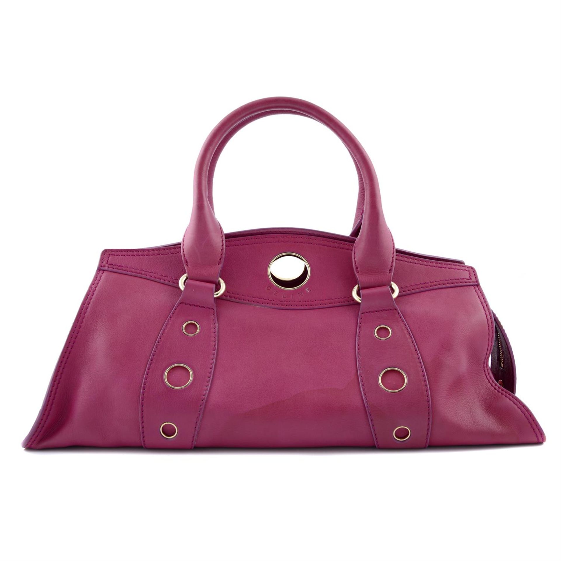 CÉLINE - a fuchsia leather handbag.