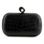 BOTTEGA VENETA- a black crocodile knot clutch bag.