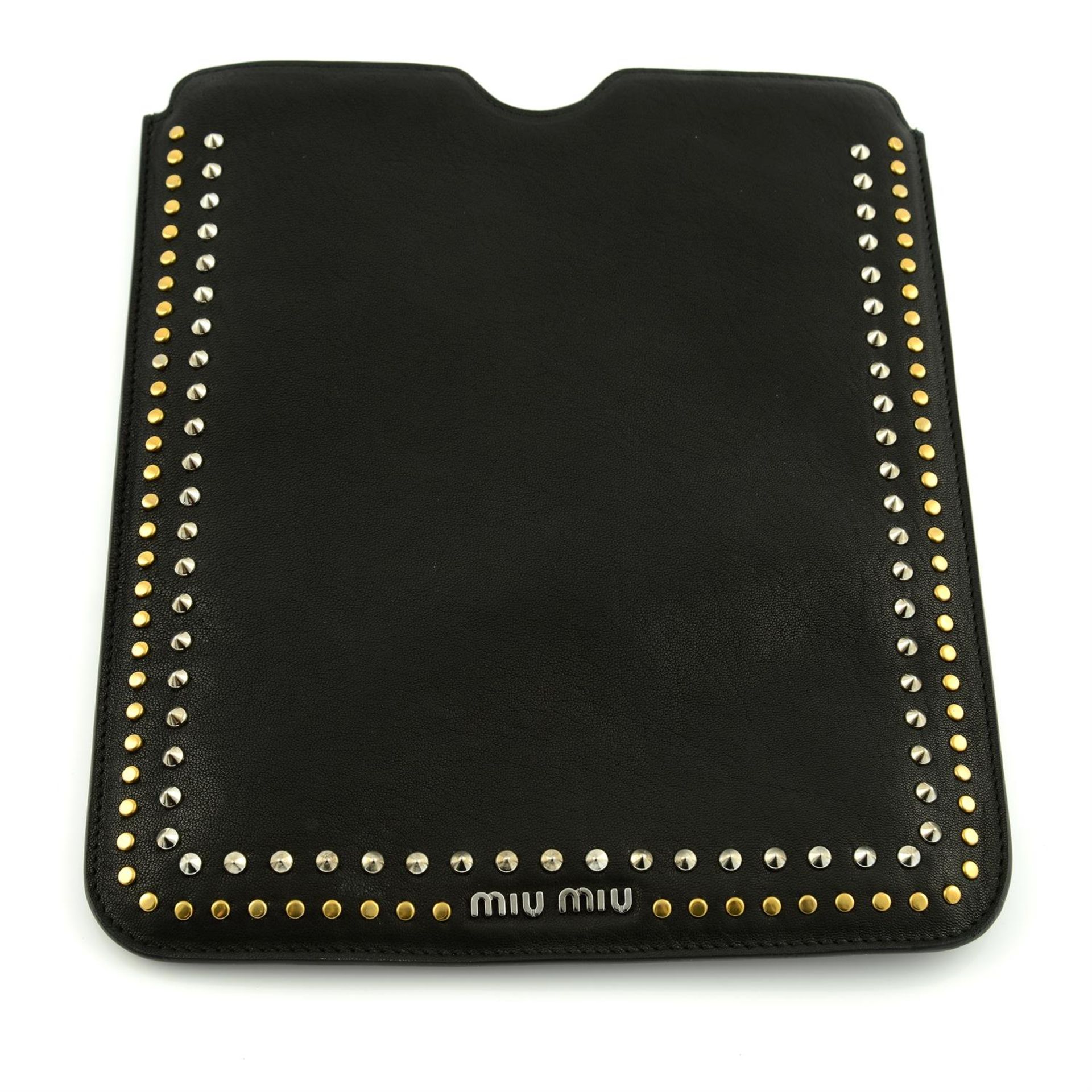 MIU MIU -a black leather iPad case.