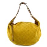 LOUIS VUITTON - a mustard yellow perforrated monogram Onatah suede handbag.