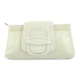 OSCAR DE LA RENTA - a patent white Doheny oversized clutch.