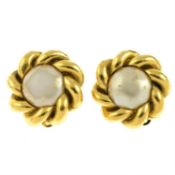CHANEL - a pair of imitation pearl earrings.