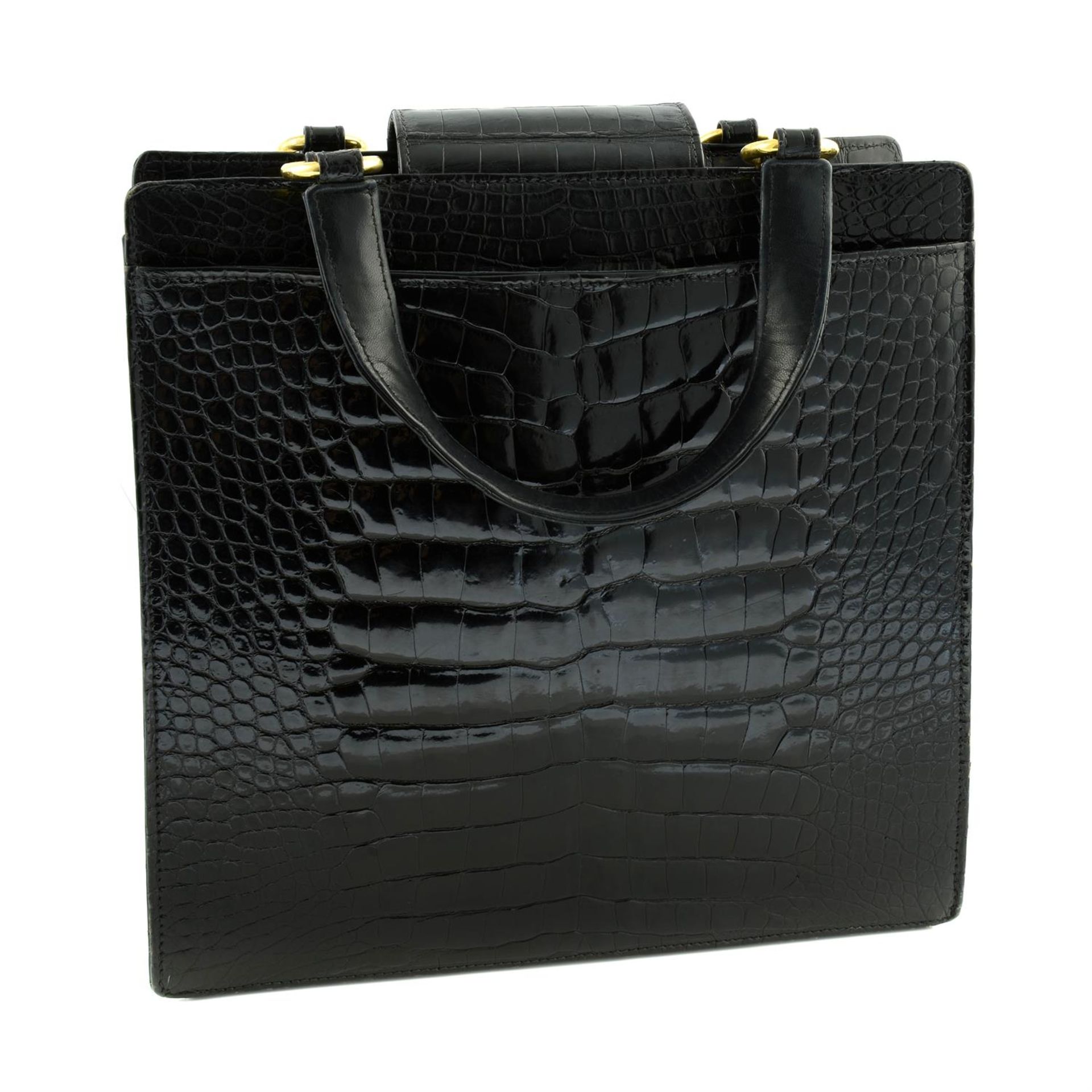 CHANEL - A black crocodile top handle handbag - Image 2 of 4