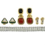 Three pieces of designer costume jewellery, to include Norman Hartnell, Grosse, David Grau and