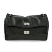 CHANEL - a black lambskin 2.55 Reissue large double flap tote bag.