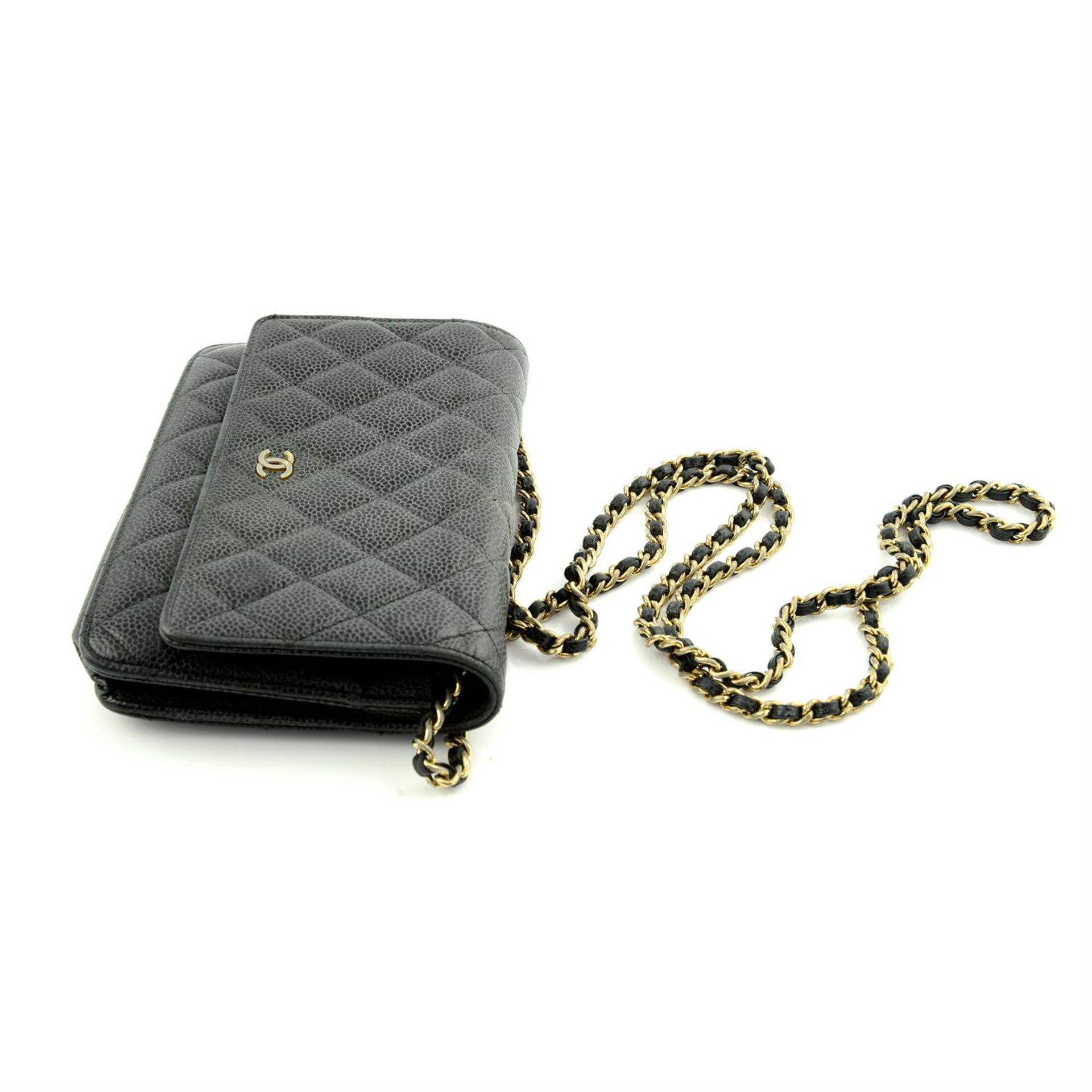 CHANEL - a black Caviar wallet on chain handbag. - Image 3 of 6