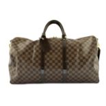 LOUIS VUITTON- A Damier keepall 55 travel bag.