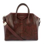 GIVENCHY - a burgundy Python Antigona handbag.