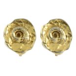 YVES SAINT LAURENT - a pair of stylised fossil earrings.