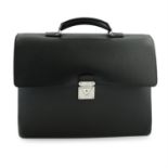 LOUIS VUITTON - a black Taiga leather briefcase.