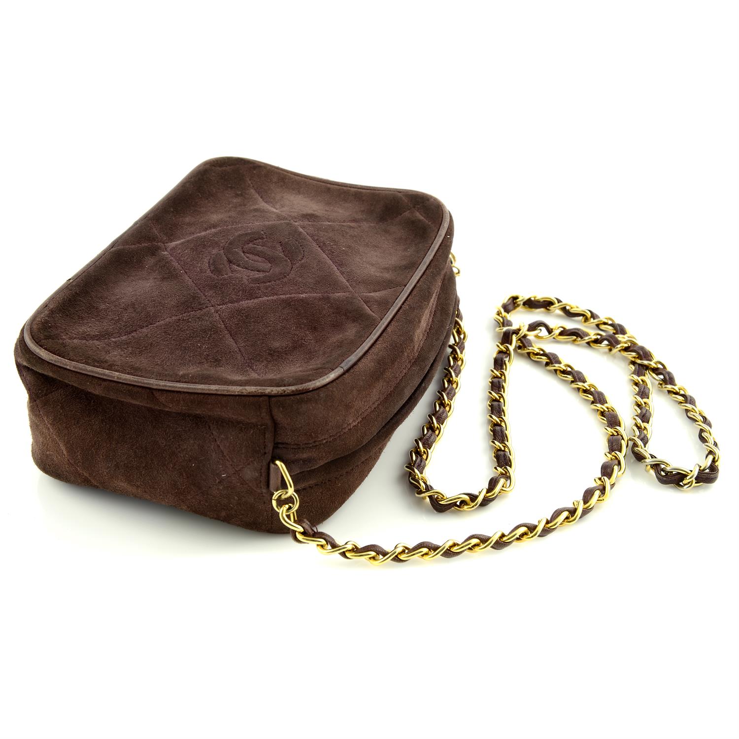 CHANEL - a vintage brown suede camera handbag. - Image 3 of 4