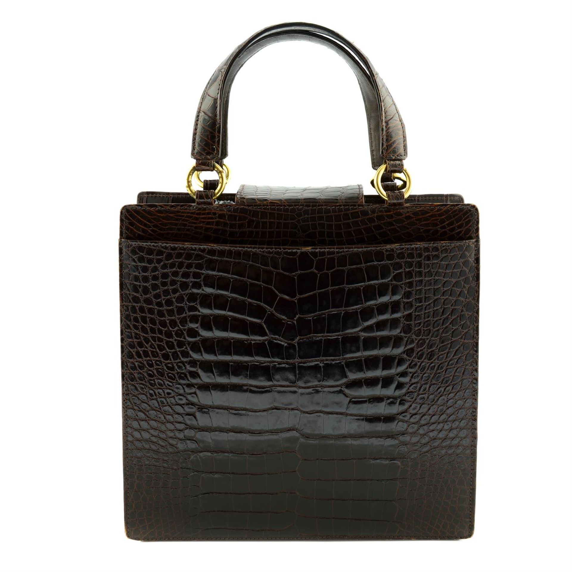 CHANEL - A brown crocodile top handle handbag - Image 2 of 5