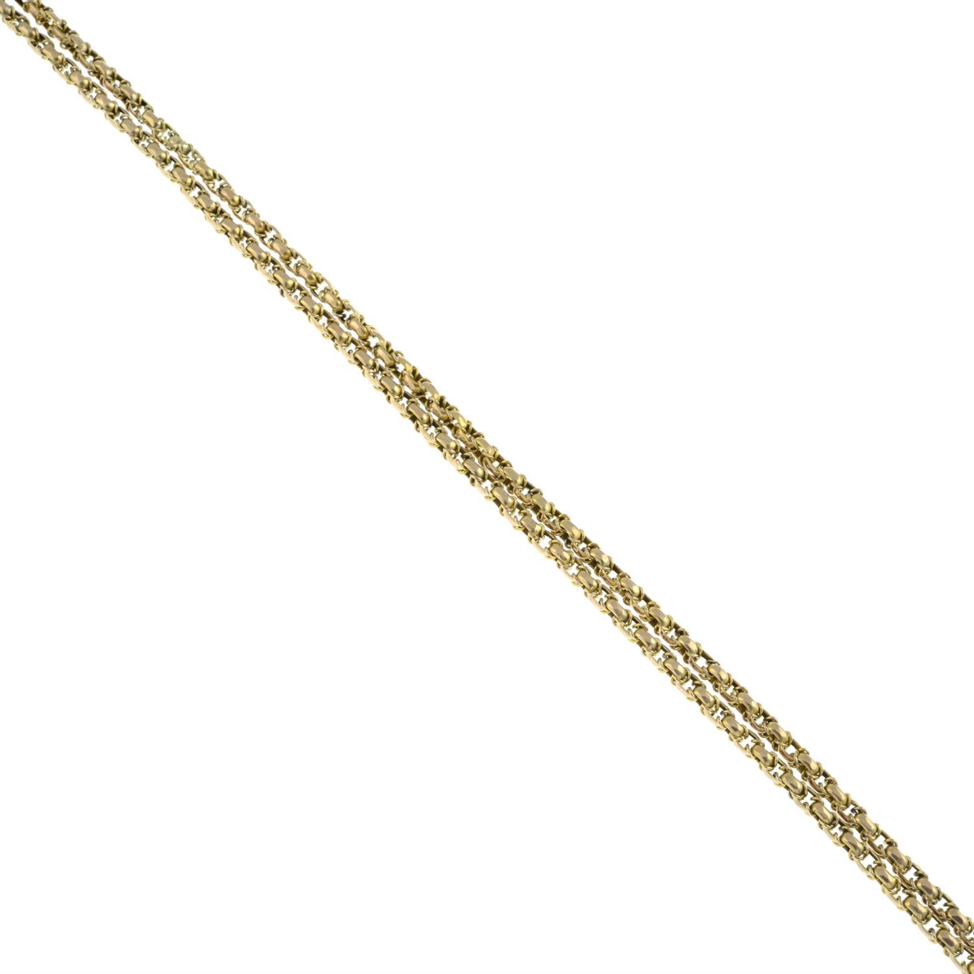 An early 20th century 9ct gold longuard chain.