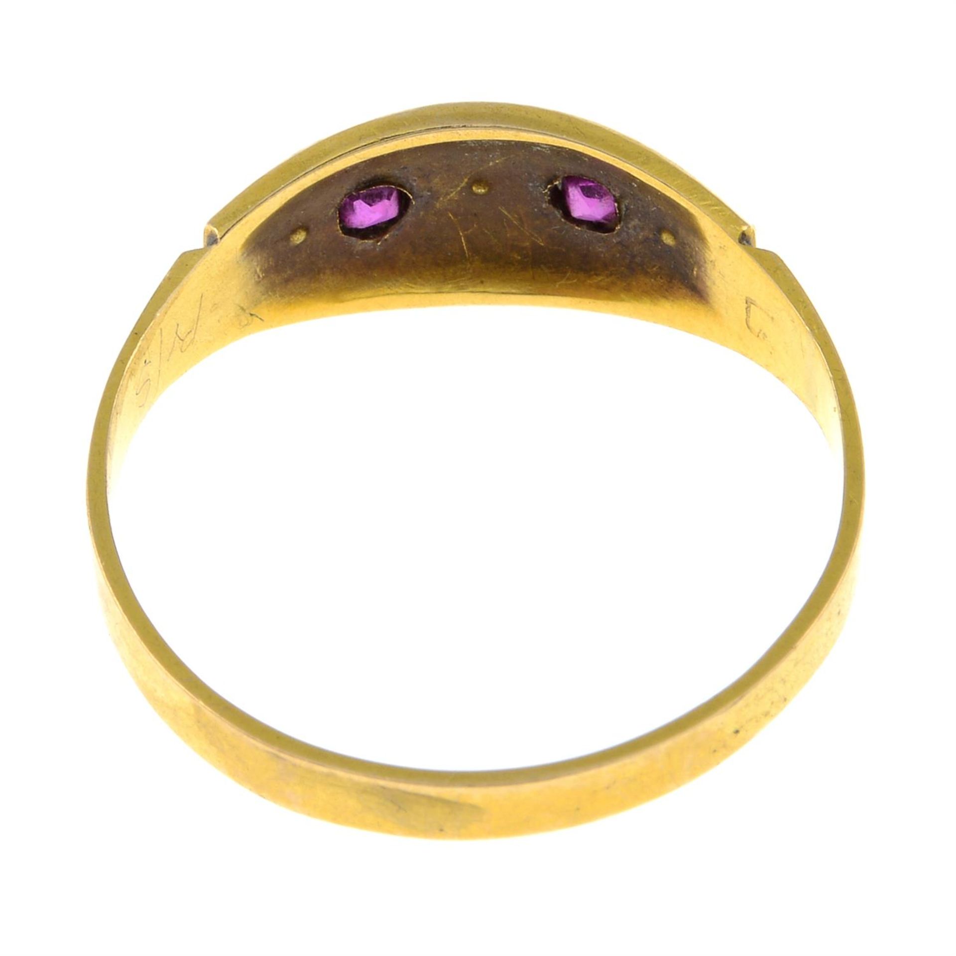 A late Victorian 15ct gold ruby and split pearl dress ring. - Image 3 of 3