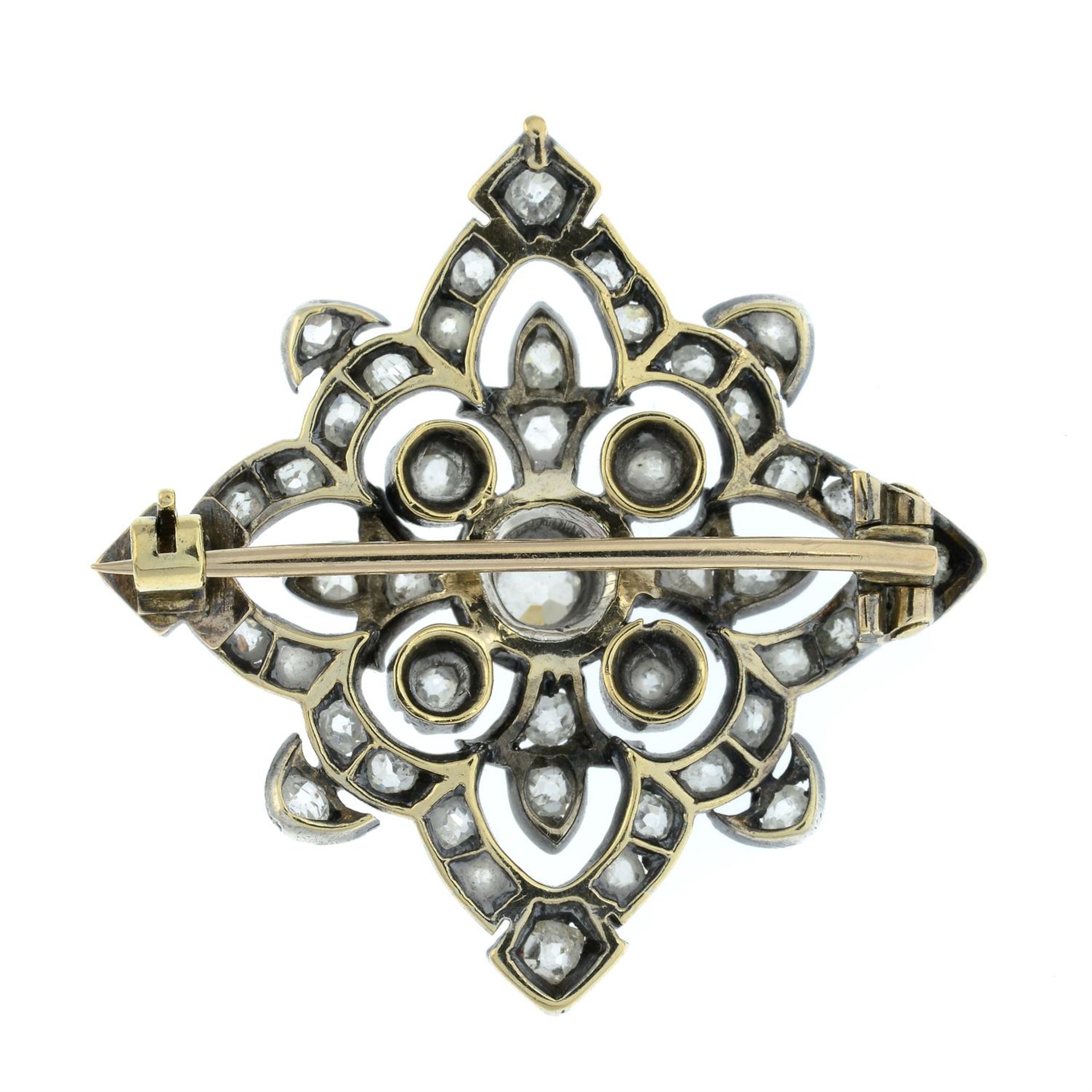 A late Victorian silver and gold old and rose-cut diamond brooch. - Image 2 of 2