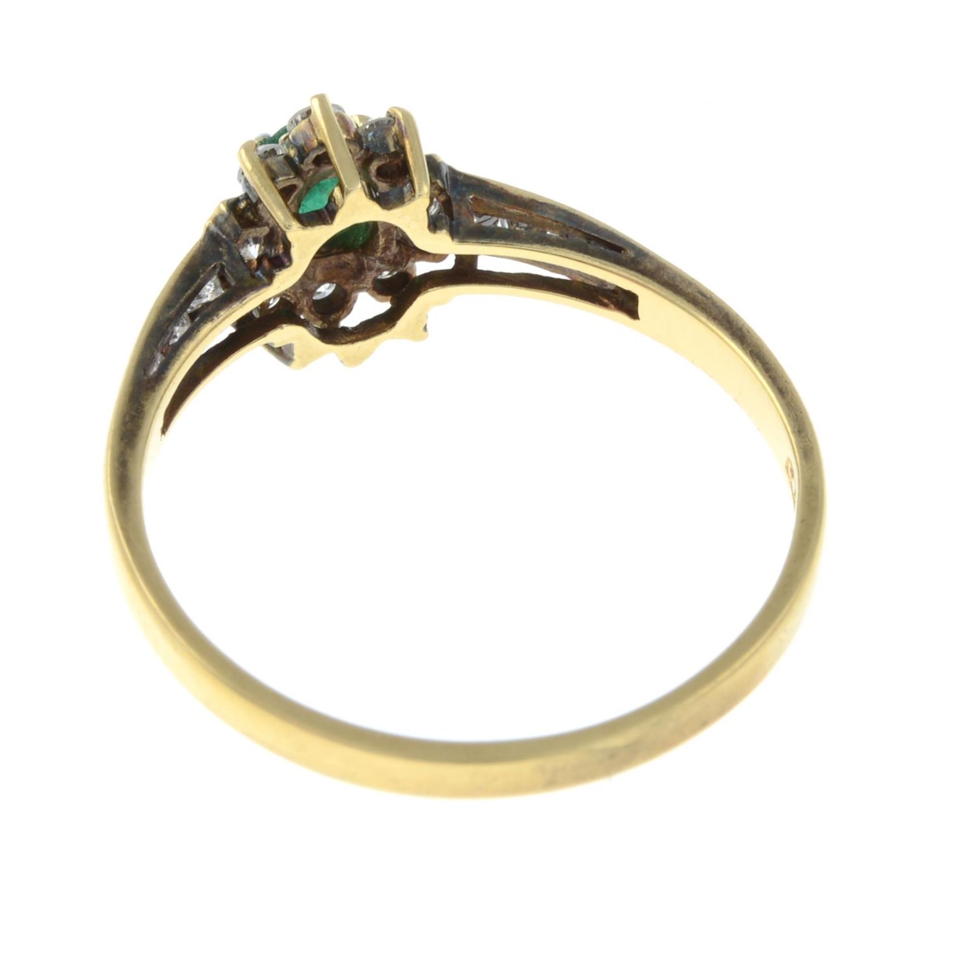 An 18ct gold emerald and brilliant-cut diamond cluster ring. - Image 2 of 2