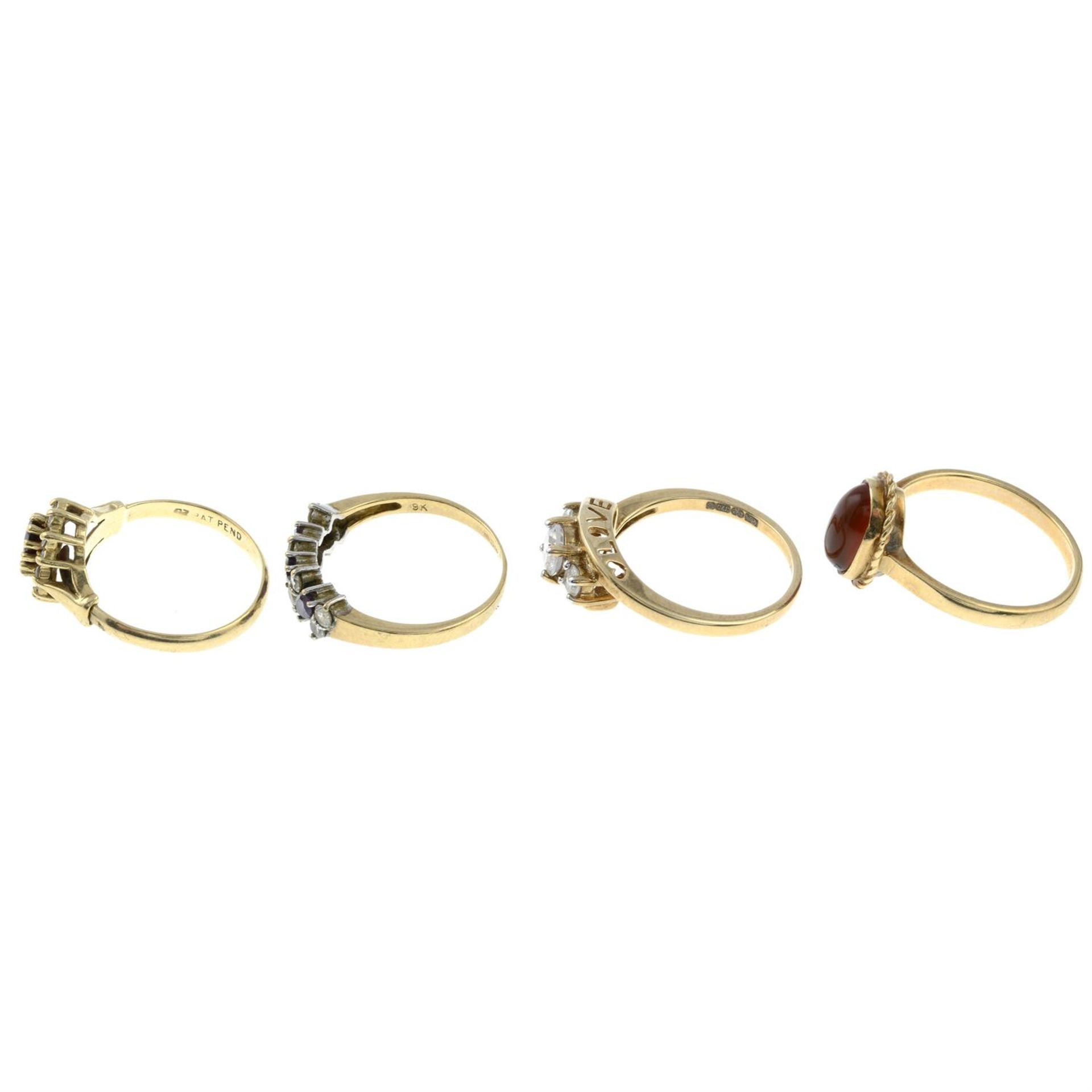 Four 9ct gold gem-set rings. - Image 2 of 3