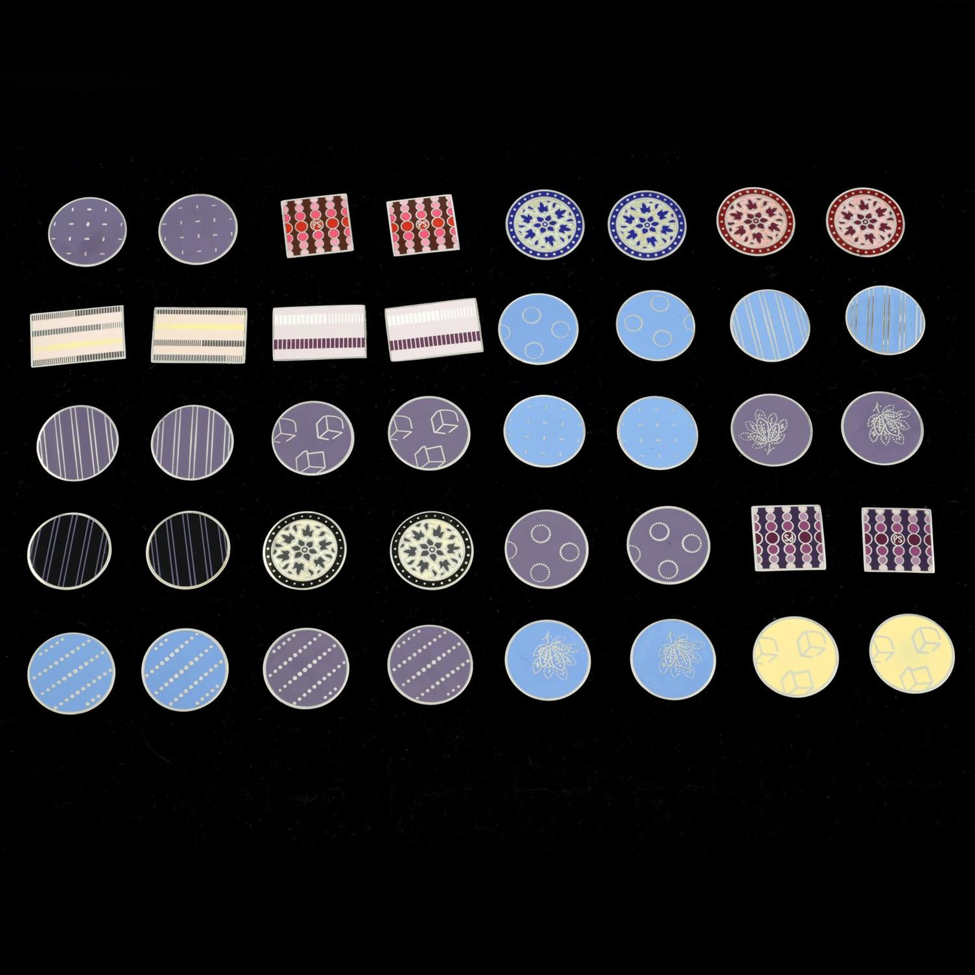 Twenty pairs of enamel cufflinks, by Paul Smith.