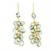 A pair of aquamarine fringe drop earrings.