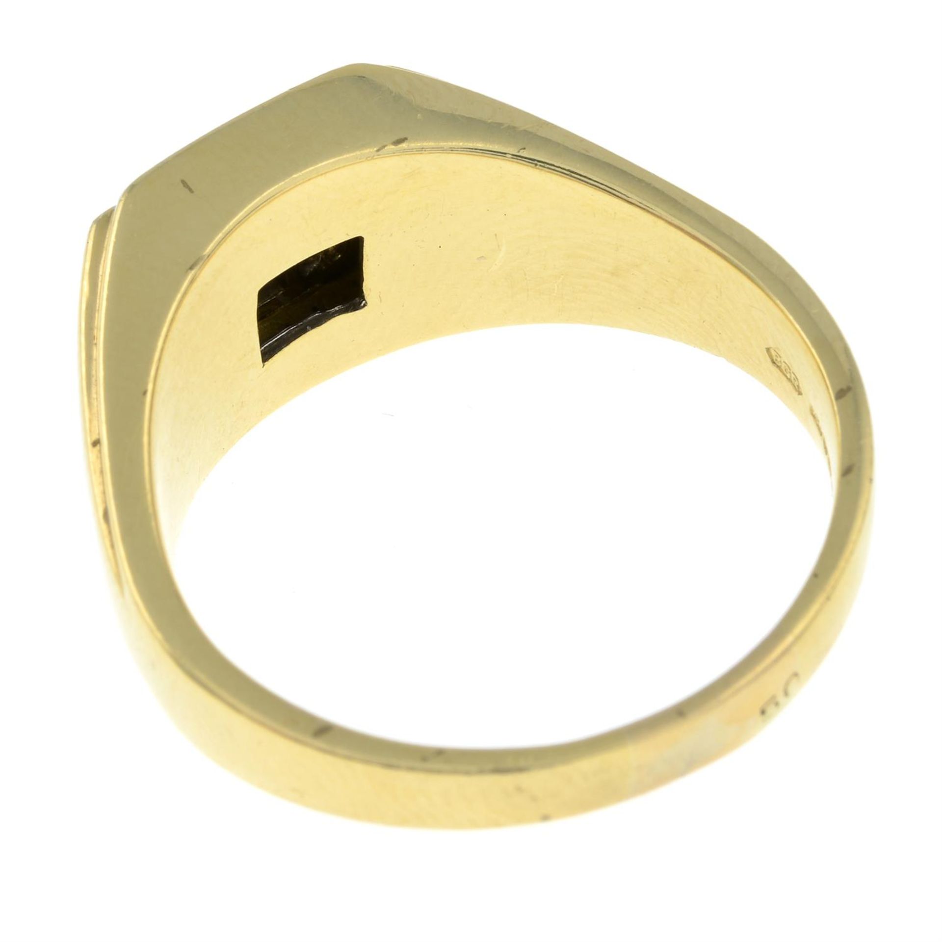 An 18ct gold square-shape diamond signet ring. - Image 2 of 2
