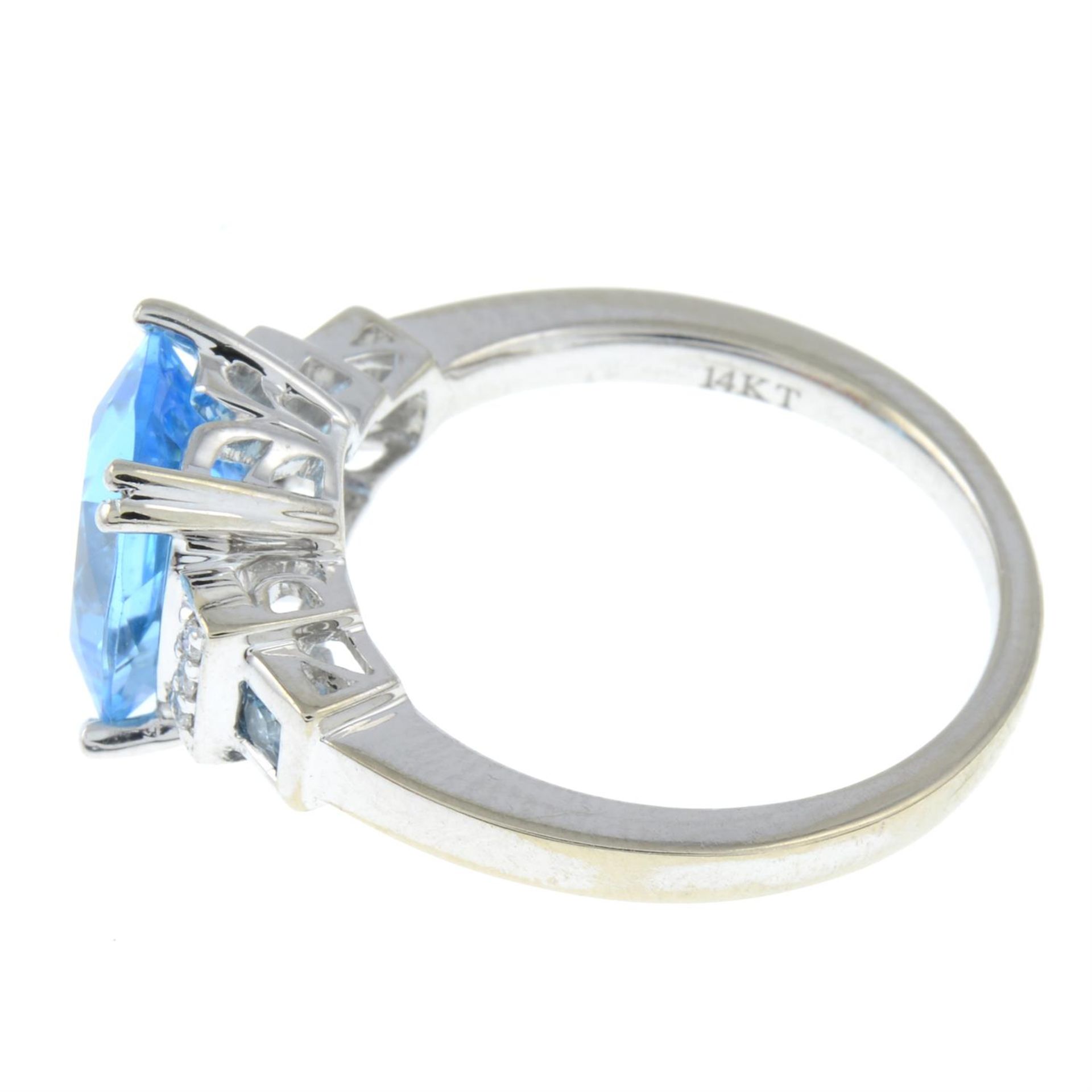 A blue topaz and diamond dress ring. - Image 2 of 3