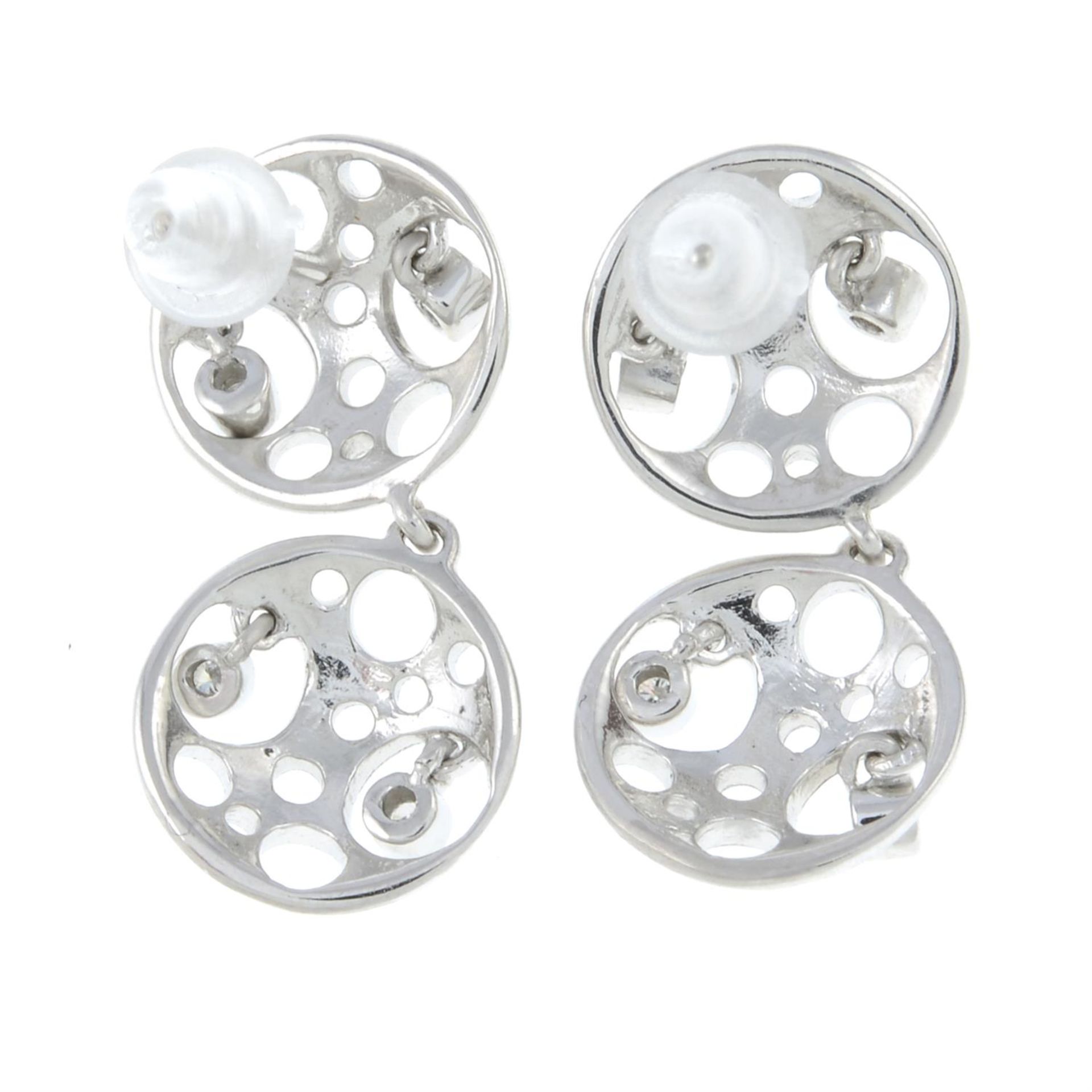 A pair of drop earrings, with diamond accents. - Image 2 of 2