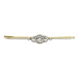 A 14ct gold and platinum old and rose-cut diamond brooch.